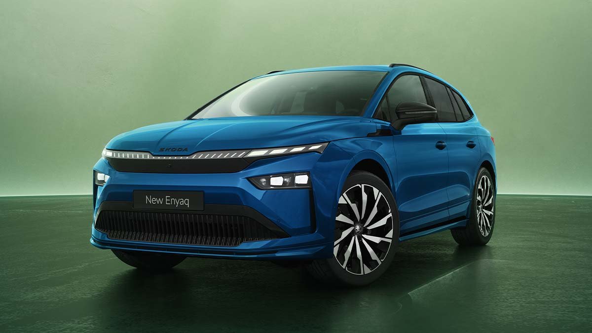 Skoda Enyaq blau vorn 1200x675