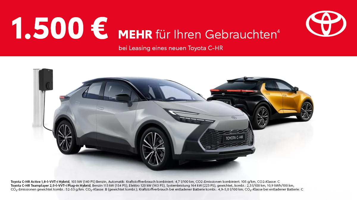 Toyota 1.500 mehr für Gebrauchten C-HR 1200x675